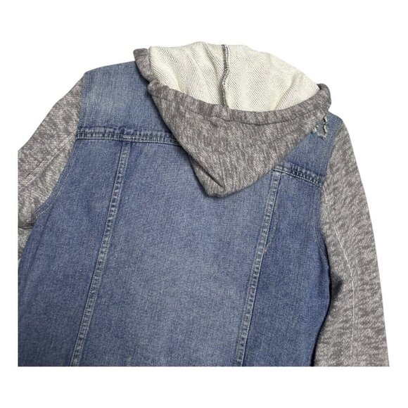 FREE PEOPLE Casual Denim Hoodie Shacket Jacket Womens Large - Picture 4 of 6